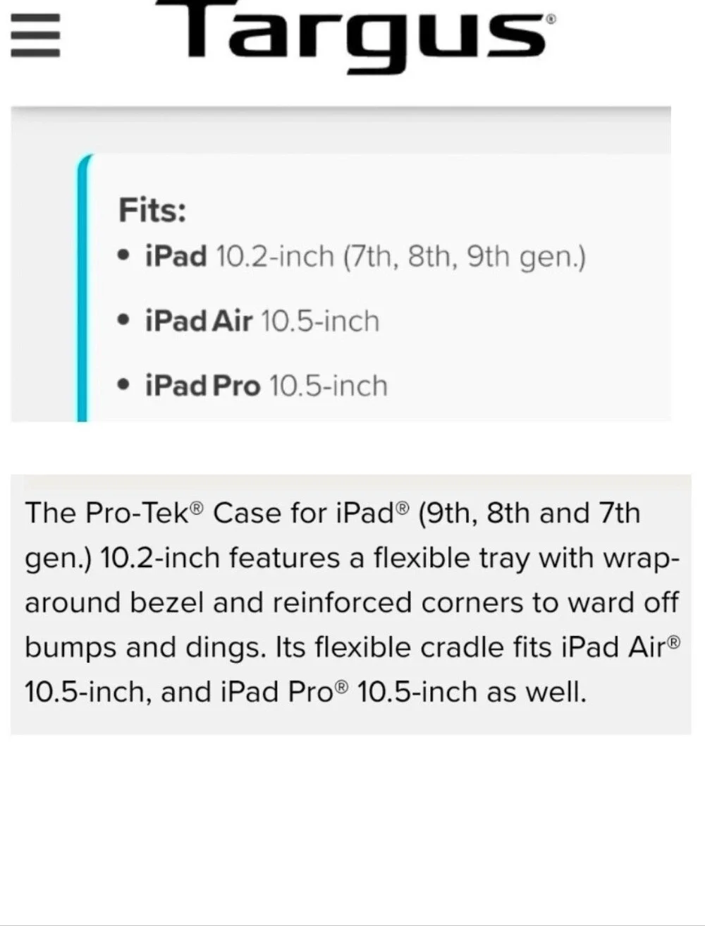 Targus Pro-Tek® Case for iPad, iPad Air & iPad Pro
